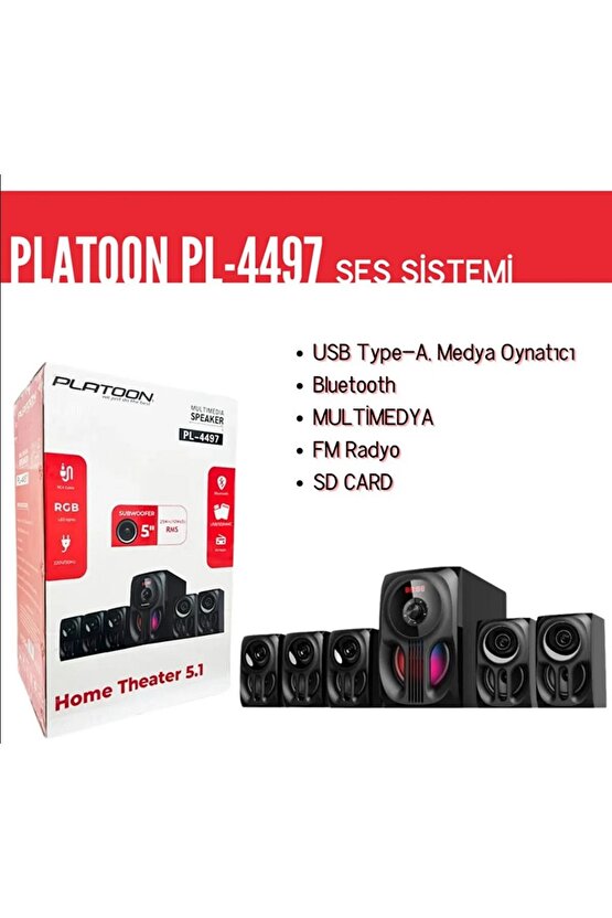 5+1 SES SİSTEMİ BLUETOOTH SD KART USB GİRİŞLİ 5.1 KANAL SPEAKER HOPARLÖR