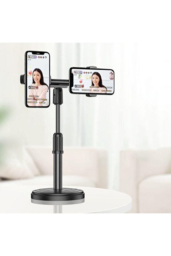 Masaüstü Ayarlabilir Çift Telefon Standı Tik Tok Youtuber Canlı Yayın Çiftli Telefon Standı