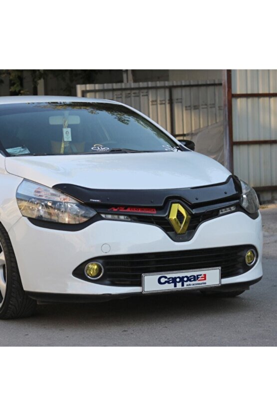Renault Clio 4 Ön Kaput Koruma Rüzgarlığı 3mm Akrilik (ABS) Parlak Siyah Deflektör 2012-2020
