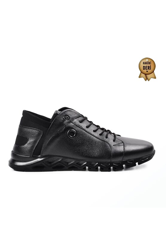 4511 Siyah Erkek Hakiki Deri Casual Ayakkabı