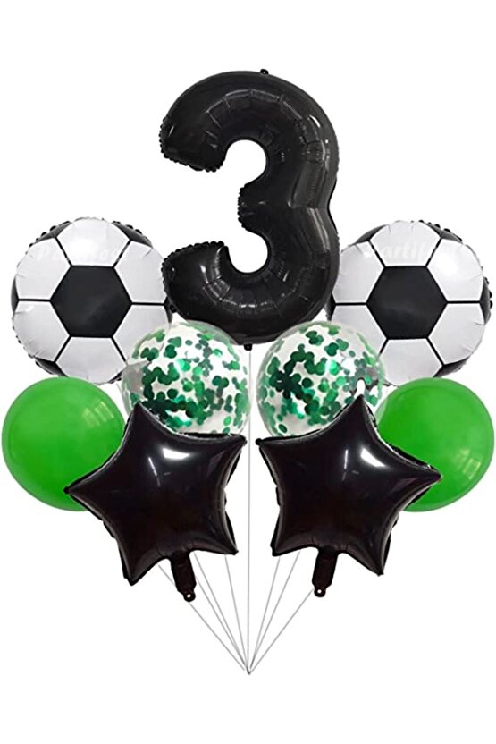 Futbol Konsept 3 Yaş Balon Set Maç Konsept Doğum Günü Set Yaş Balon Set