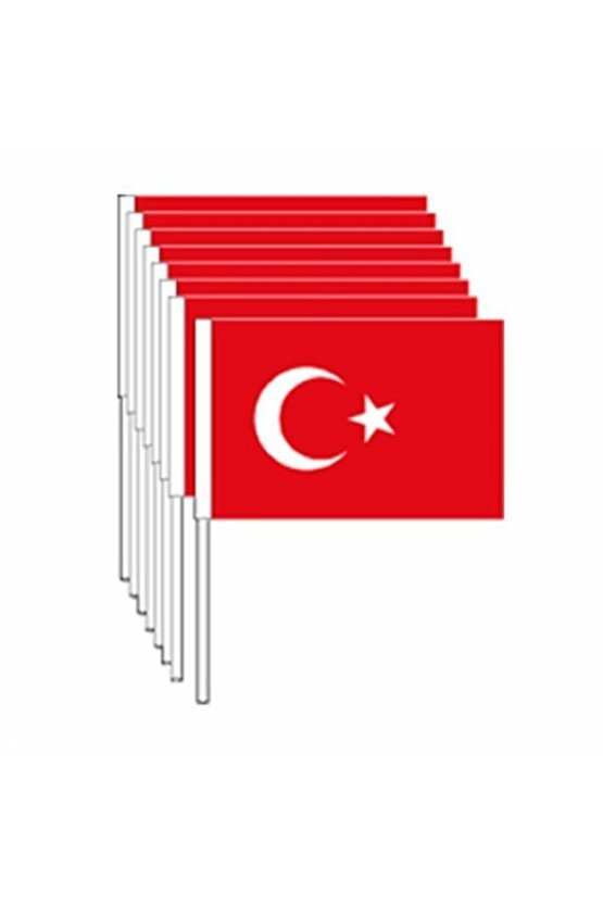 Sopalı Orta Boy Kağıt Türk Bayrağı 100 Adet 19 X 12,5 Cm