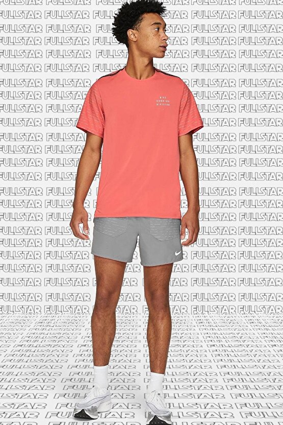 Rise 365 Run Division Short Sleeve Reflectörlü Erkek Koşu Tişörtü Pembe