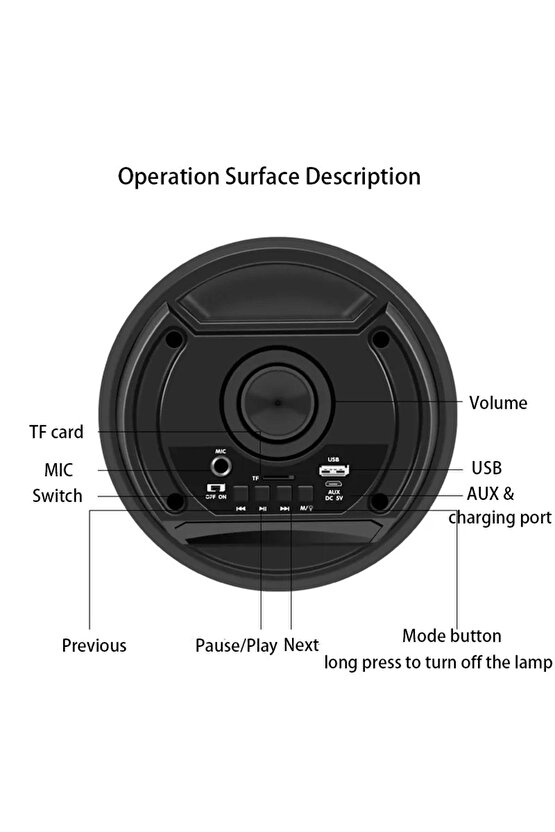 Bluetooth Speaker Kablosuz Hoparlör Led Işıklı Fm Radyolu Sd Kart Ve Usb Girişli 10w Şarjlı Hoparlör