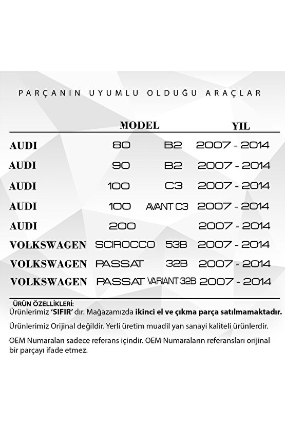 Audi 80,90, Vw Scirocco, Passat, Passat Variant Için Sunroof Ayağı