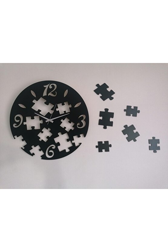 50x50 Cm Ahşap Mdf Dekoratif Duvar Saati Puzzle Figürlü Model 19
