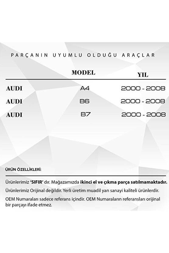 Audı A4(B6, B7) Için Ön Sol Kapı Cam Tamir Takımı