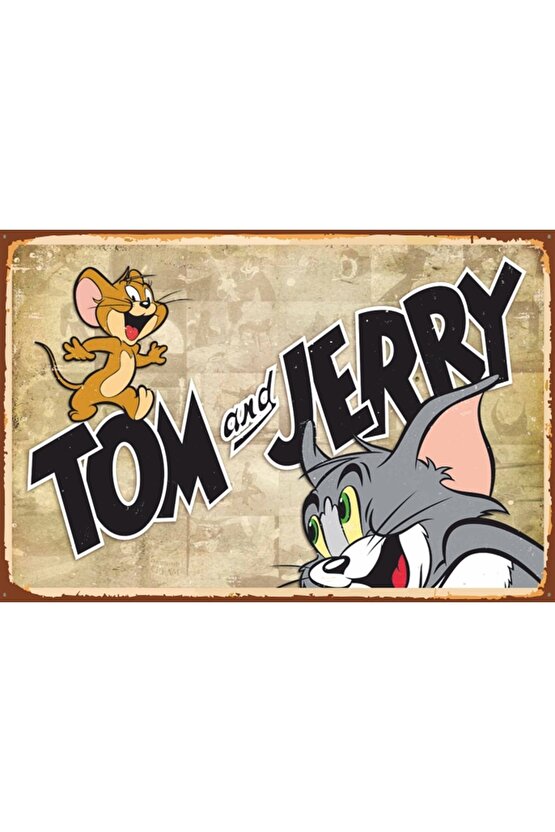 Tom And Jerry Çizgi Film Retro Ahşap Poster