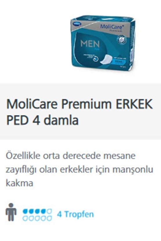 Molicare Premium Men Pad 4 Damla- Erkek Mesane Pedi, Koruma 14 Adet