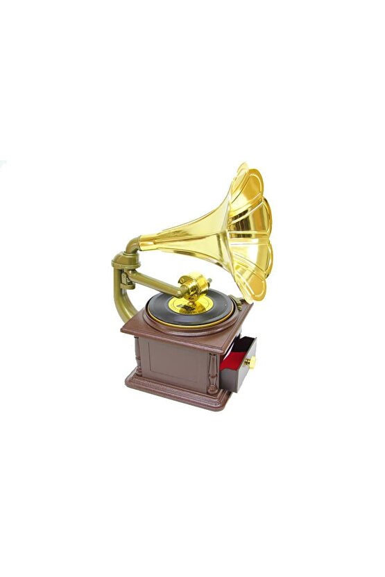 Gramofon Müzik Kutusu Kurmalı Dekoratif Ev Ofis Hediyelik