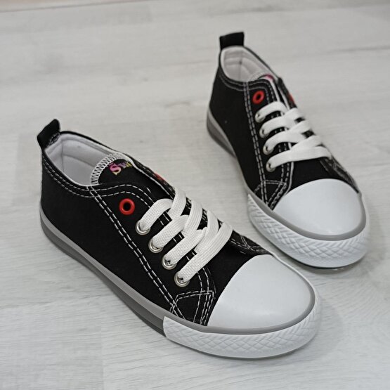 Fiyra 9001 Siyah Keten Sneaker Bağacaklı Çocuk Spor Ayakkabı