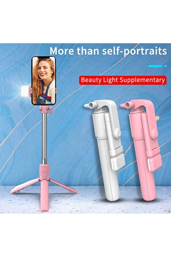 Bluetooth Lu Led Işıklı Selfie Çubuğu Uzaktan Kumandalı Yatay Ve Dikey Kullanabilme Özçekim Tripod