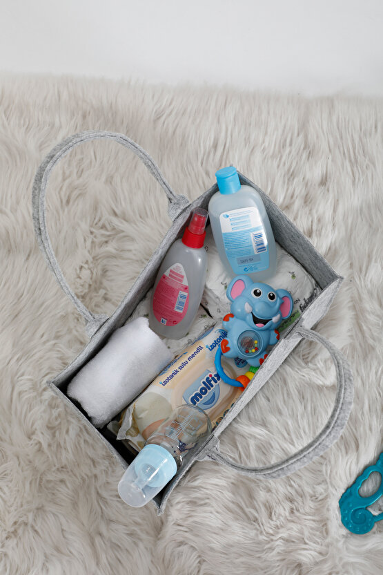 Keçeden Anne Bebek Bakım Çantası Organizer Taşınabilir Düzenleyici Çanta Tasarım