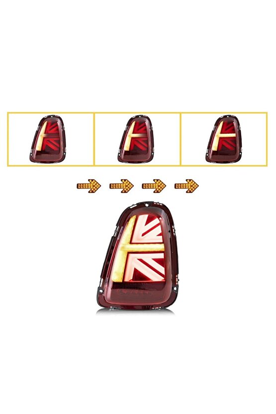 Mini Cooper R58 Stop Lambası Ledli British Flag 2008  2014 Kırmızı