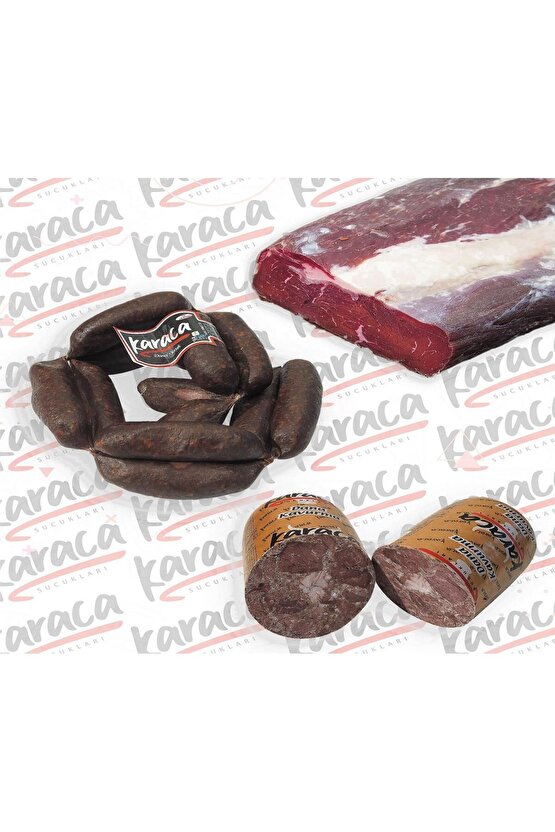 Yöresel İrişkin Sucuk 750 Gr Sıfır Çemensiz Pastırma 750 Gr Blok Dana Kavurma 750 Gr