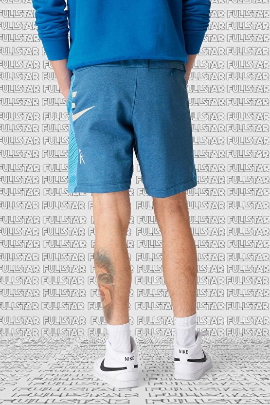 Sportswear Air French Terry Short Kalın Pamuklu Refletörlü Erkek Şort Mavi