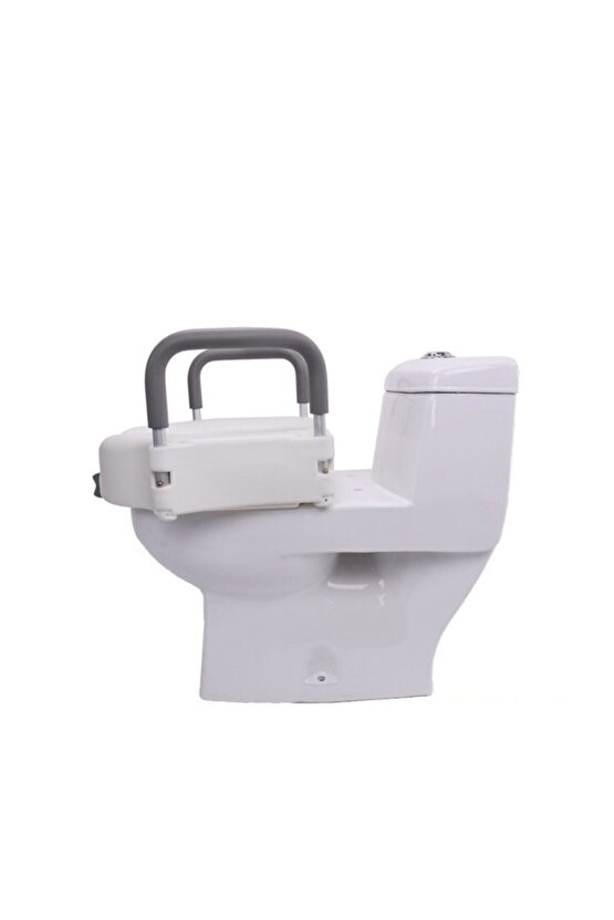 Destekli Kulplu Kolçaklı Klozet Yükseltici Tuvalet Yükseltme Aparatı Wc Boyu Uzatıcı
