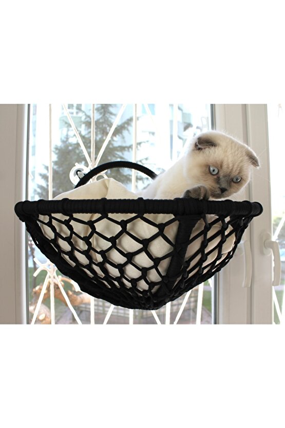 Grant Kedi Cam Yatağı & Cam Askılı Vantuzlu Kedi Yatağı Siyah