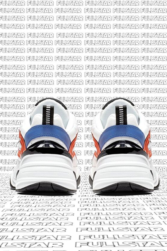 M2K Tekno Leather Unisex Sneaker Hakiki Deri Spor Ayakkabı Beyaz Kırmızı Yükseklik 4cm