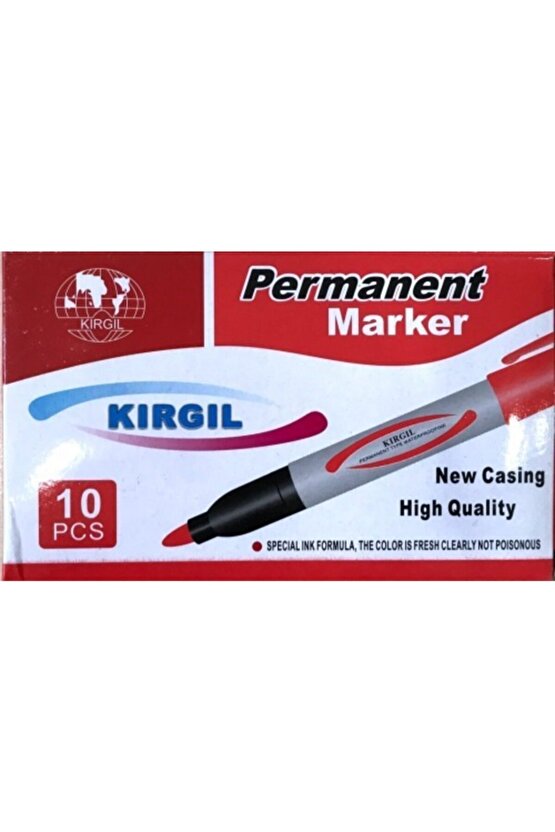 Kırmızı Marker Kalemi Kalın Keçeli Kalem Koli Kalemi Tahta Kalemi 10 Adet