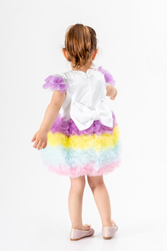 Bebek Kız Çocuk Doğum Günü Parti Düğün Elbise Tüllü Tütü Astarlı Çocuk Giyim Bebek Giyim Kız Bebek