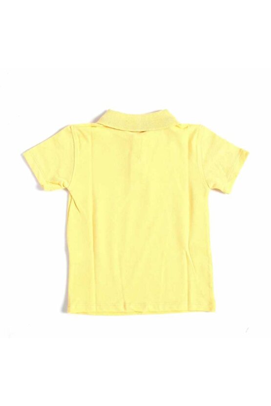 Sarı Kısa Kol Düz Yakalı 6-16 Yaş Çocuk Okul Tişört T-shirt - 80238-sarı