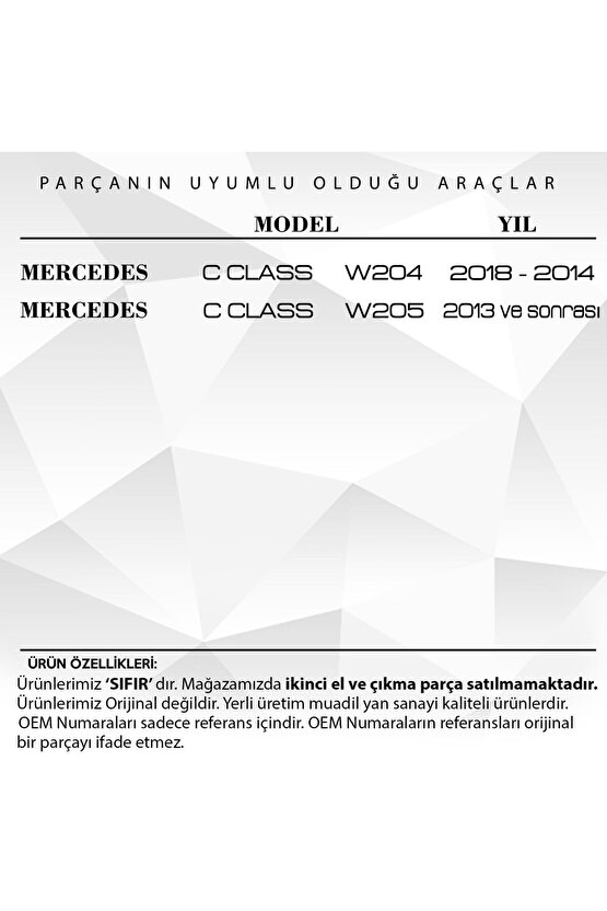 Mercedes W204, W205 Için Klima Yönlendirme Kapağı