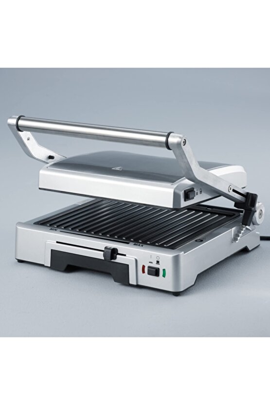 Tost Makinesi Biftek Ve Izgara Için Temas Izgarası 1.800w, Paslanmaz Çelik Fırçalanmış Gümüş