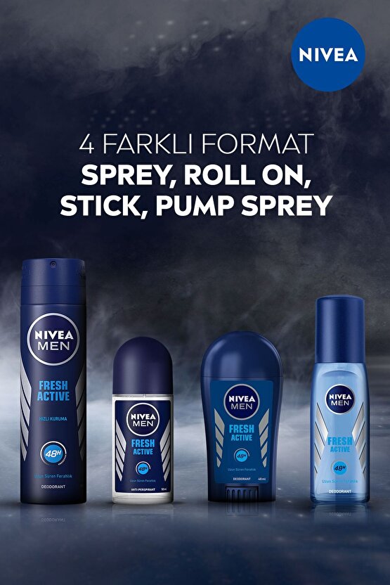 MEN erkek Sprey Deodorant Fresh Active 150ml x2 Adet, 48 Saat Koruma 