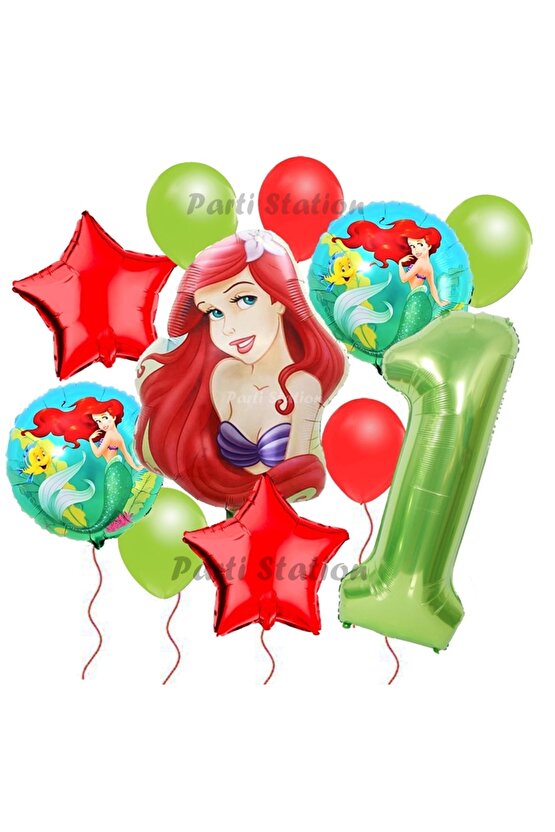 Disney Prensesi Deniz Kızı Prenses Ariel Konsept 1 Yaş Doğum Günü Balon Set Aquaman Ariel Balon Set