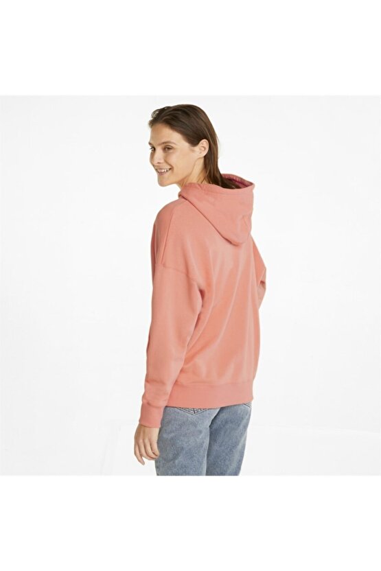 Downtown Relaxed Graphic Hoodie Tr Kadın Pembe Günlük Sweatshirt 533583-28