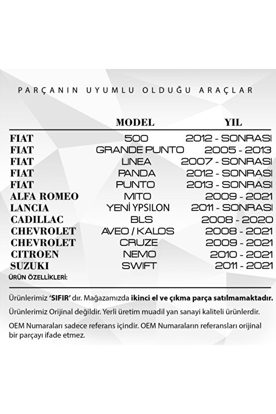 Fiat, Alfa Romeo, Citroen, Suzuki, Cadillac Için Karter Tapası