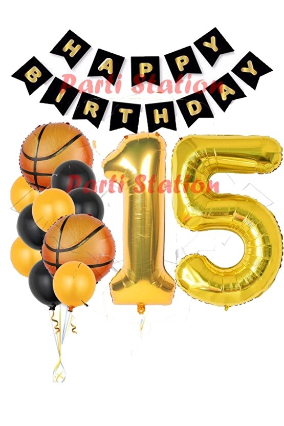 Basketbol Konsept 15 Yaş Balon Set Basketbol Tema Doğum Günü Balon Seti