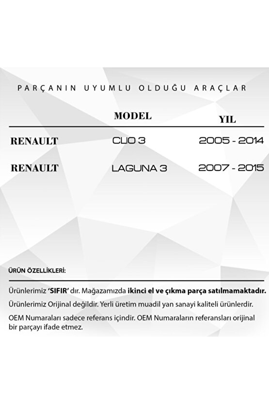 Renault Clio Laguna Uyumlu Bagaj Kilit Parçası Plastiği