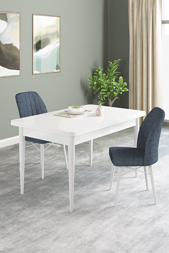 Vena Beyaz Desen 70x110 Sabit Mutfak Masası 2 Adet Sandalye