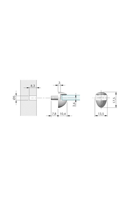 Almıtal 4 Adet - Geko Cam Raf Tutucu - 6 Mm Cap 5 Pimli -