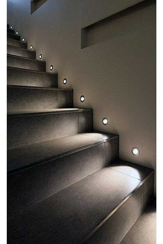 Yuvarlak Beyaz Işık Analog Sensörlü Led Spot Merdiven Basamak Koridor Armatürü