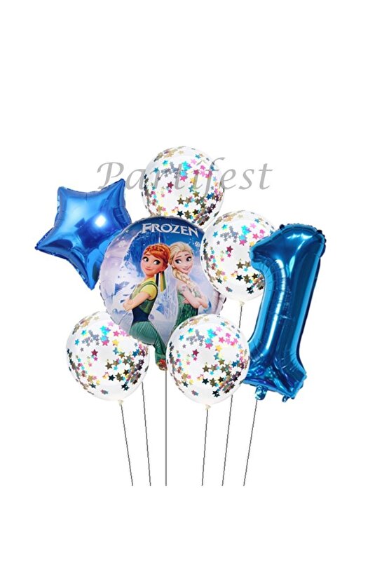Frozen Balon Set Karlar Ülkesi Folyo Balon Set Konsept Doğum Günü Set 1 Yaş Balon