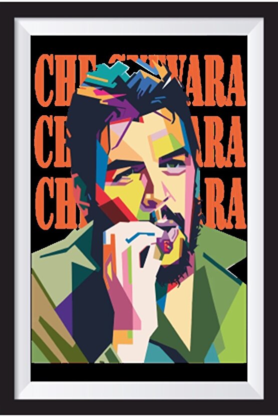 Erneste Che Guevara Çerçeve Görünümlü Retro Ahşap Poster