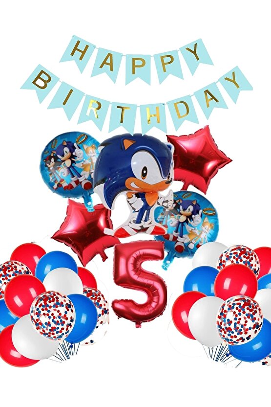 Sonic Tilki Konsept 5 Yaş Balon Set Sonic Doğum Günü Kırmızı Balon Set
