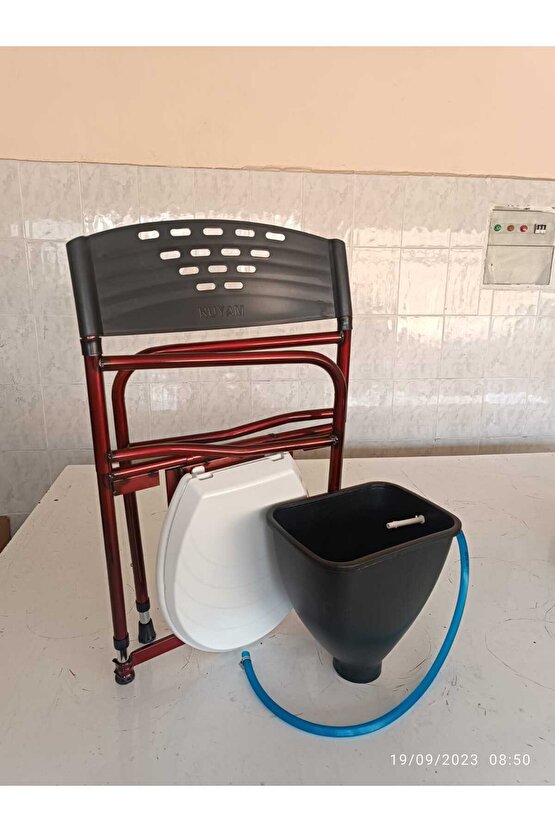 Taharet Musluklu Seyyar Katlanabilir Hasta Yaşlı Tuvalet Sandalyesi Klozetli Wc Li Oturak