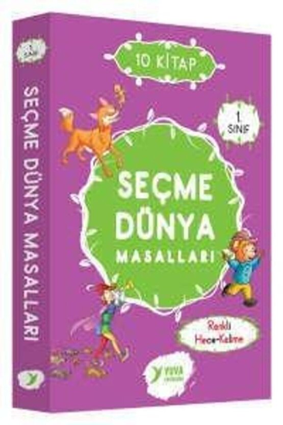 1. Sınıf Seçme Dünya Masalları Düz Yazılı Renkli Hece Kelime 10 Kitap