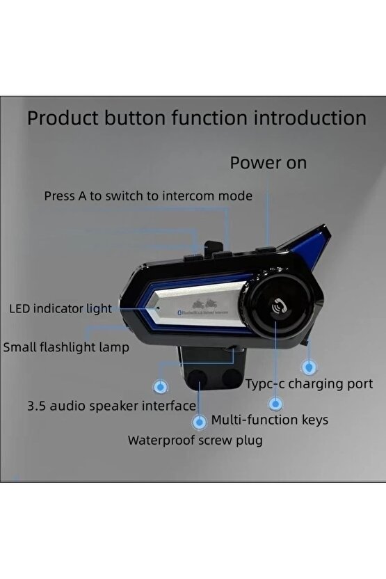 Motosiklet Kask Bluetooth Kulaklık Interkom Su Geçirmez 150 metre intercom eşleşme led ışıklı