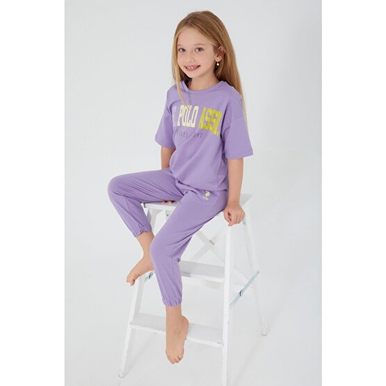 U.s. Polo Assn Sea Blue Kırık Beyaz Kız Çocuk Kısa Kol Pijama Takım