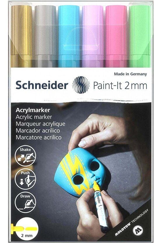 Akrilik Markör 2mm 6lı Parlak Renkler Set