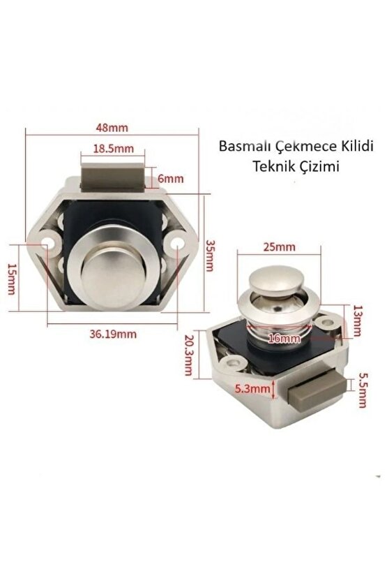 Basmalı Çekmece Kilidi, Karavan, Yat, Tekne, Bas Aç Kilitli Dolap, Çekmece Kulbu