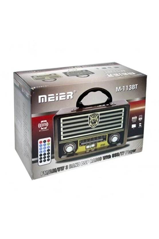 M-113bt Nostaljik Retro Ahşap Bluetooth Hoparlör Fm Radyo