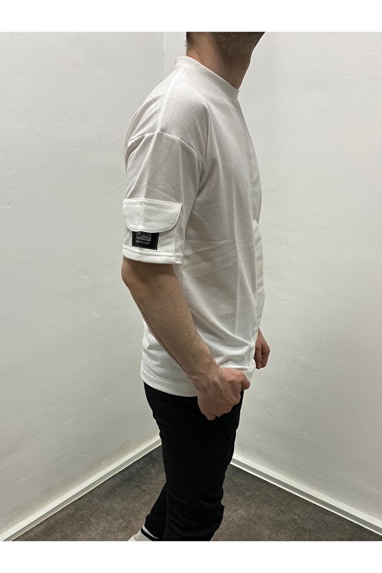 Erkek Asimetrik Ön Ve Sırt Modelli Baskılı Oversize Tshirt