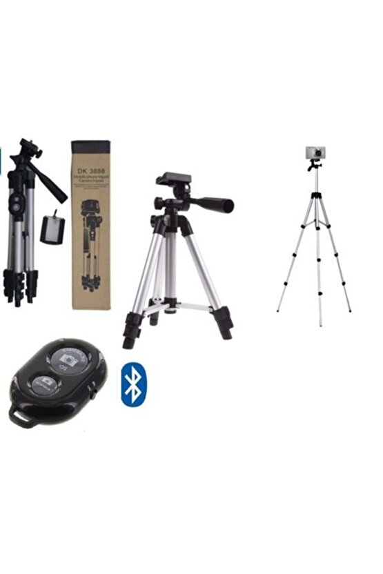 Bluetooth Kumandalı Profesyonel Tripod 102 cm Ayarlanabilir Kamera Ve Telefon Uyumlu