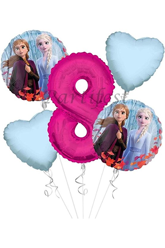 Frozen 8 Yaş Balon Set Elsa Balon Folyo Balon Set Konsept Karlar Ülkesi Doğum Günü Set Yaş Balon
